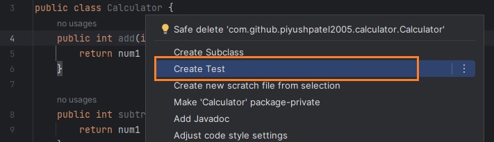 Create Test